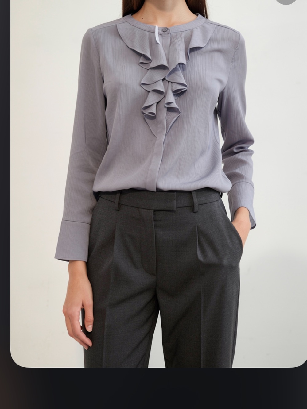 NWT LOFT Lavender/Lilac Ruffle Front Long-Sleeve Blouse